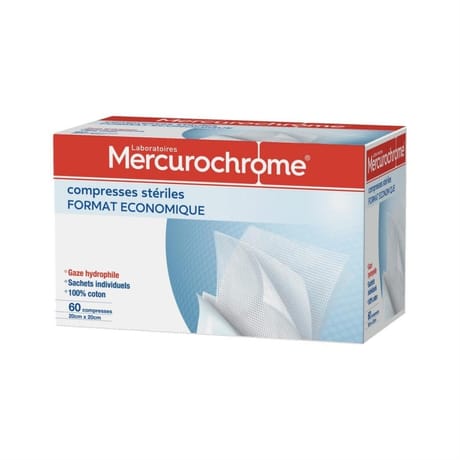 Mercurochrome compresse stérile 20cmx20cm format économique x60