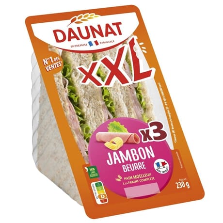 Daunat sandwich club XXL jambon beurre 230g