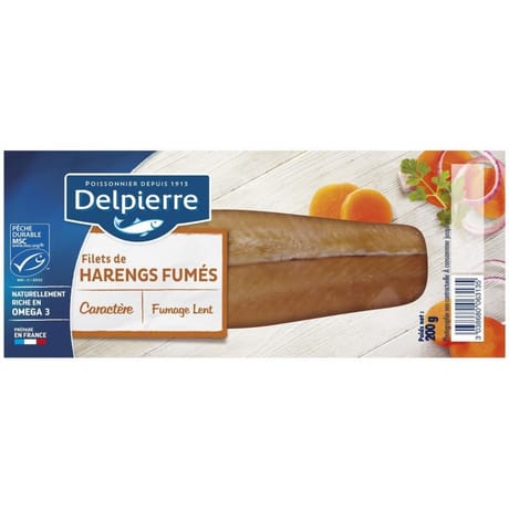 Delpierre filets de harengs fumés au bois de hêtre 200g