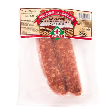 Boni saucisse à cuire lorraine non fumée sup soit 250g