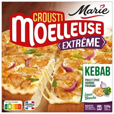 Marie pizza crousti moelleuse extrème poulet épicé kebab sauce blanche 530 g