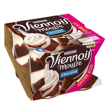 Le Viennois Mousse Liégeois chocolat 4x90g offre éco
