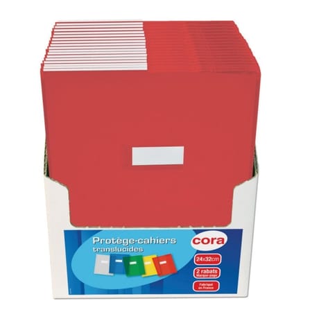 Cora protège cahier 24x32 pvc avec rabats 15/100 rouge