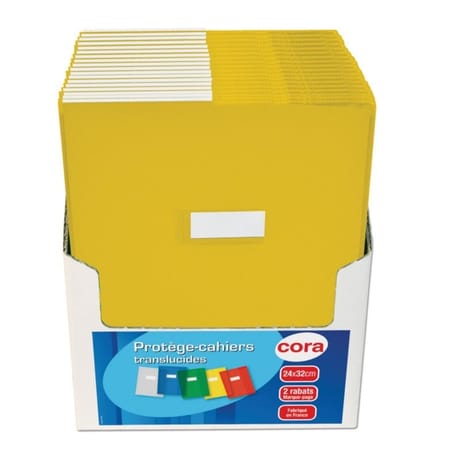 Cora protège cahier 24x32 pvc avec rabats 15/100 jaune
