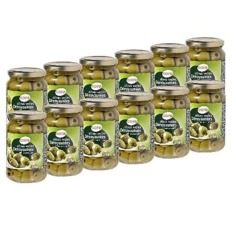 Cora olives vertes dénoyautées bocal 37cl x 12 1920g