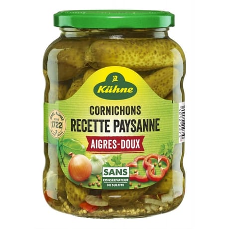 Kühne cornichons aigre-doux recette paysanne 360g