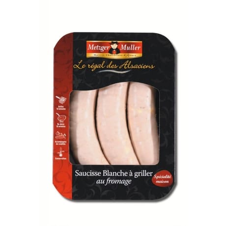 Metzger Muller saucisse blanche à griller au fromage supérieure 330g