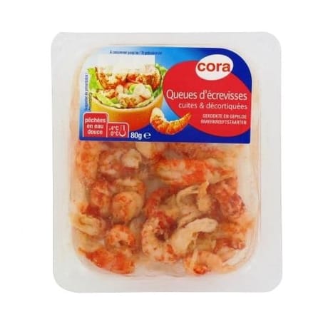 Cora queues d'écrevisses cuites et décortiquées 80g