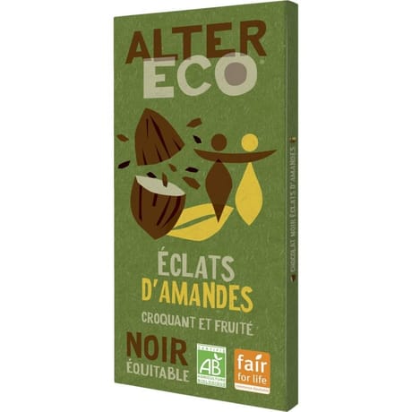 Alter Eco chocolat noir éclats d'amandes bio 100g
