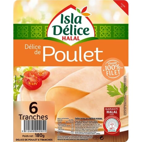 Isla Délice délice de poulet halal 6 tranches 180g