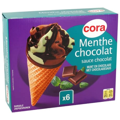 Cora 6 cônes menthe chocolat 720ml 432g