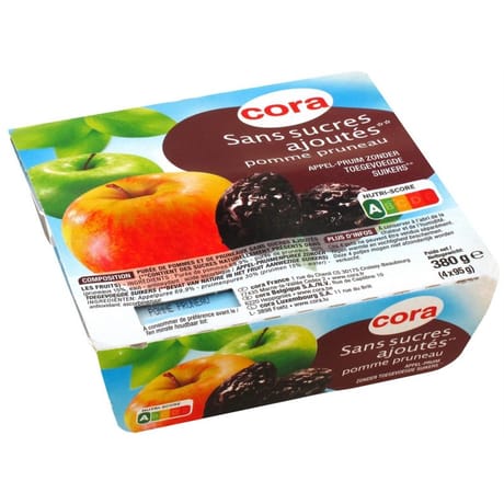 Cora purée de pomme et de pruneau sans sucres ajoutés 4x95g-380g
