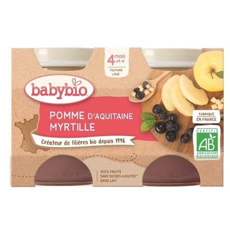Mes fruits pommes myrtilles 2x130g babybio