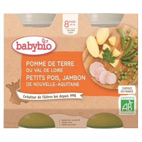 Babybio legumes jambon sans gluten dès 8 mois 2x200g