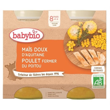 Babybio légumes maïs poulet sans gluten dès 8 mois 2x200g