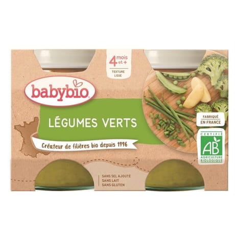 Babybio légumes verts sans gluten dès 4 mois 2x130g