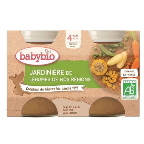 Babybio jardinière légumes sans gluten dès 4 mois 2x130g