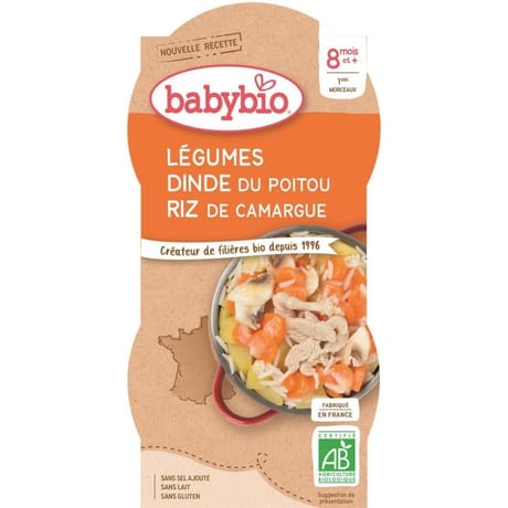 Babybio bol mojoté de dinde sans gluten dès 8 mois 2x 200g