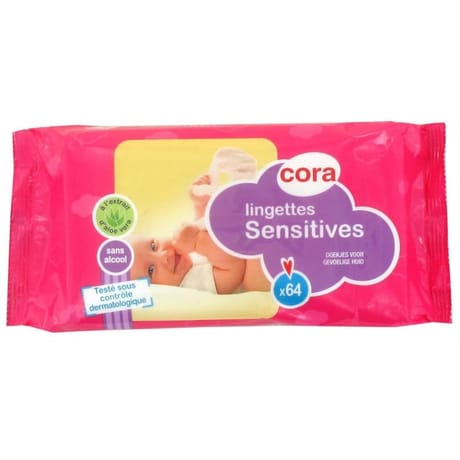 Cora lingettes bébé sensitive recharge x64