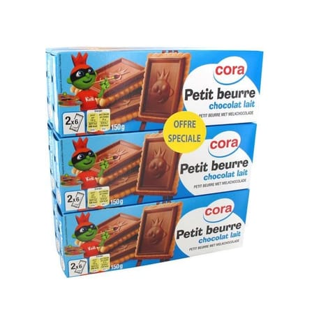 Cora petit beurre tablette chocolat lait lot 6x150g