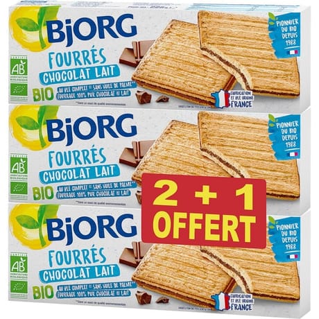 Bjorg fourré choco lait bio 2+1 offert 675g