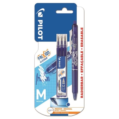 Pilot frixion ball clicker bleu + recharges x3