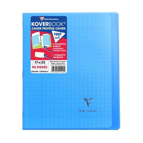 Clairefontaine kover book 17x22 cm seyes 96 pages bleu clair translucide