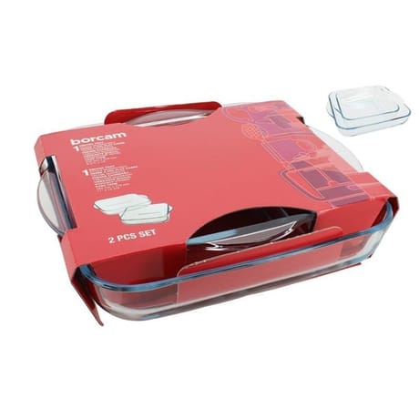 Lot de 2 plats à four carrés en verre 22/28cm