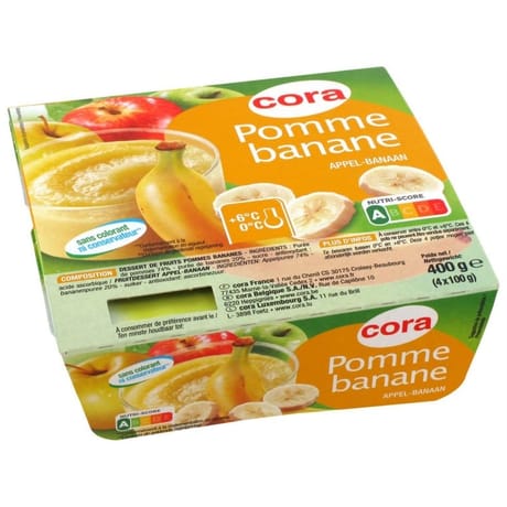 Cora dessert de fruits pommes et bananes 4x100g