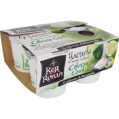 KER RONAN Yaourts étuvés citron vert 4x125g