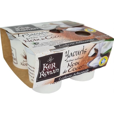 KER RONAN Yaourts étuvés noix de coco 4x125g
