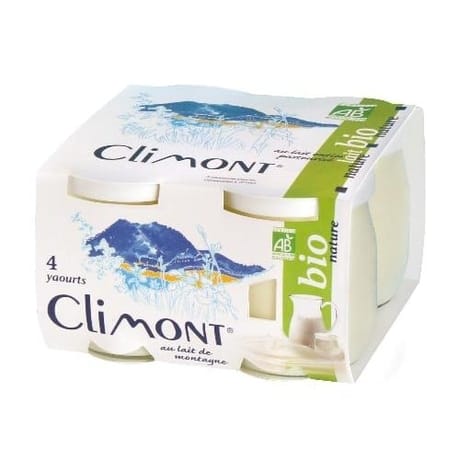 Climont yaourt bio nature au lait entier 4x125g