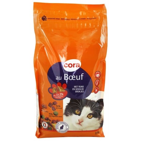 Cora croquettes chat boeuf légumes verts fourrés 2 kg
