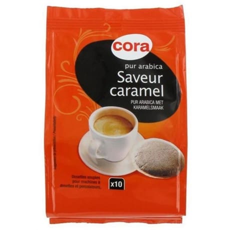Cora café 10 dosettes pur arabica saveur caramel 70g
