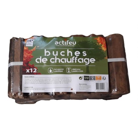 Actifeu pack de 12 buchettes de chauffage poids 10 kg