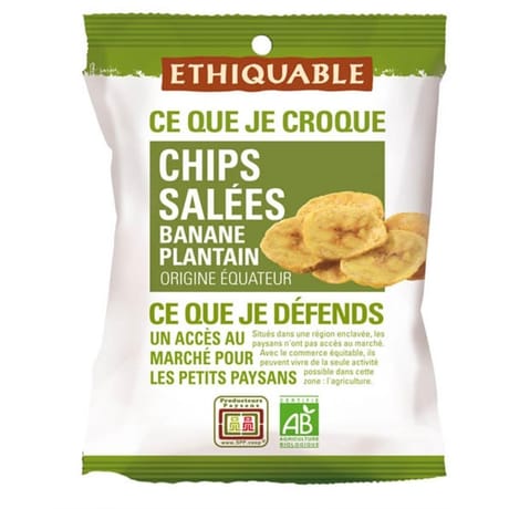 Ethiquable chips de banane plantain salées bio 85g