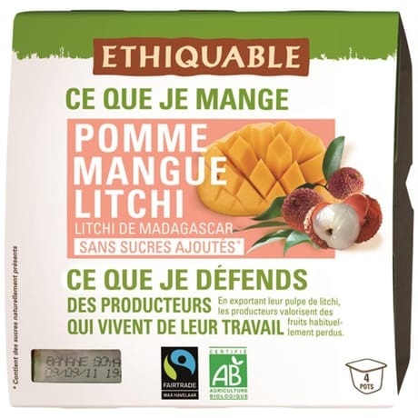 Ethiquable dessert litchi mangue bio 4x100g