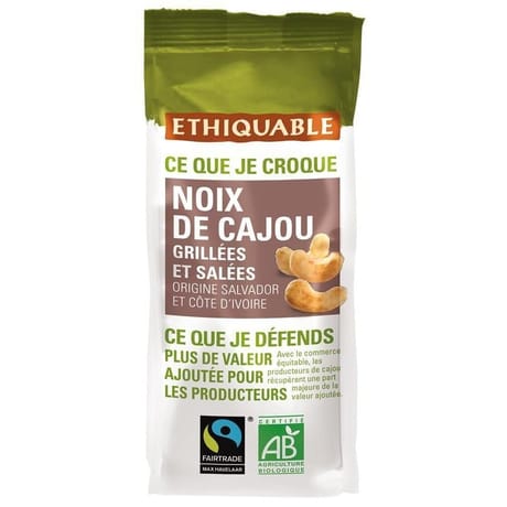 Ethiquable noix de cajou grillées et salées bio 125g