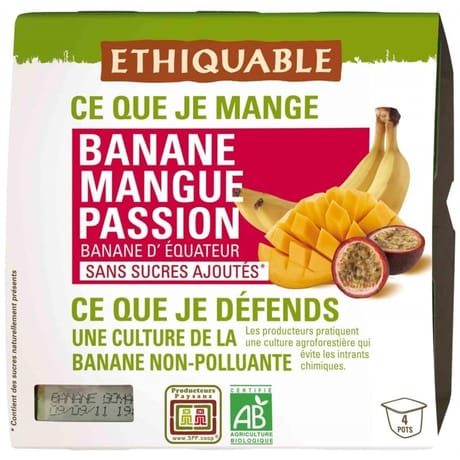 Ethiquable dessert banane mangue passion bio 4x100g