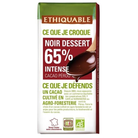 Ethiquable chocolat noir dessert bio 200g