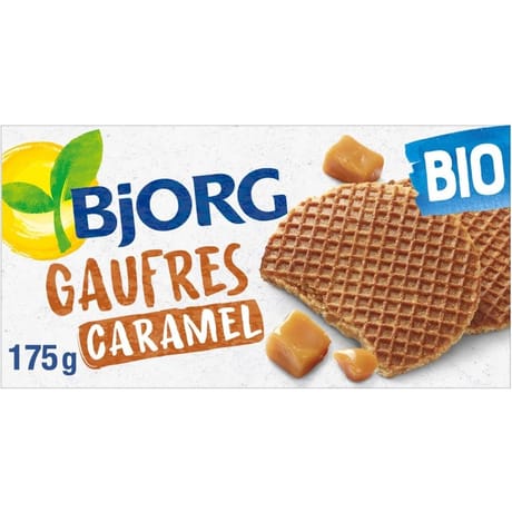 Bjorg biscuits gaufres au caramel bio 175g