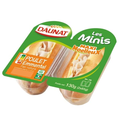 Daunat les Minis: Maxi moelleux poulet emmental 2x65g