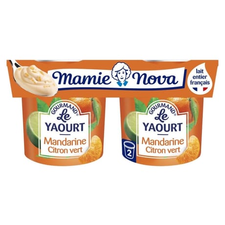 Mamie Nova yaourt gourmand mandarine citron vert 2x150g