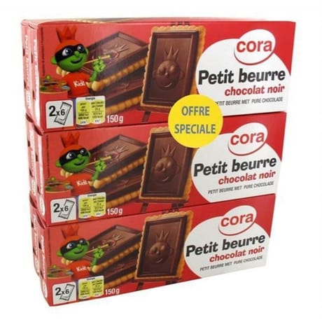 Cora petit beurre tablette noir lot de 6x150g offre spéciale