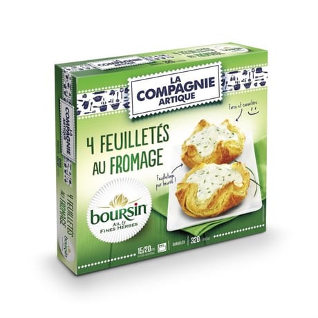 La compagnie artique 4 paniers feuilletés boursin ail fines herbes 320g