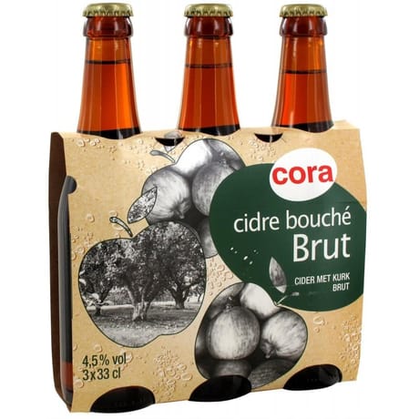 Cora cidre bouché brut 3 x 33 cl 4,5 % Vol.