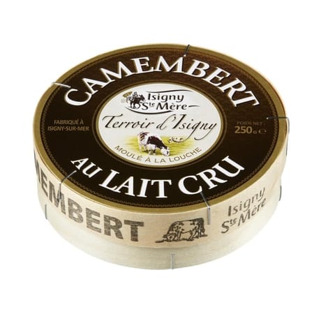 Isigny Camembert étiquette noire au lait cru 22% mg 250g
