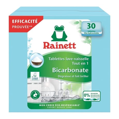 Rainett tablettes tout en un écolabel au bicarbonate x30 600g