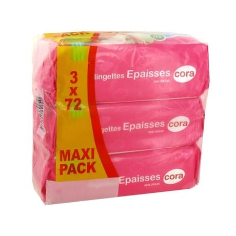 Cora lingettes bébé épaisses recharges 3x72