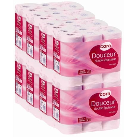 Cora papier toilette rose 96 rouleaux 2 plis soft